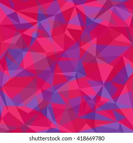 Polygonal abstract background with pink and purple triangles.