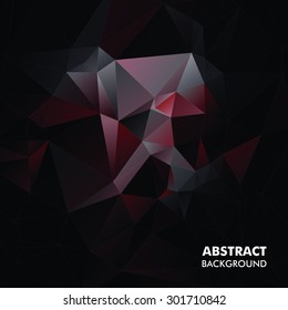 Polygonal Abstract Background, Red in the Black