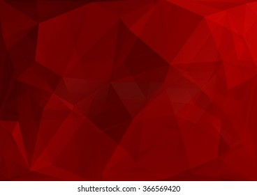 Polygonal abstract background with red bright triangles.