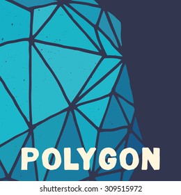 Polygonal abstract background. Retro hand illustrated abstract square banner. Handmade polygon.