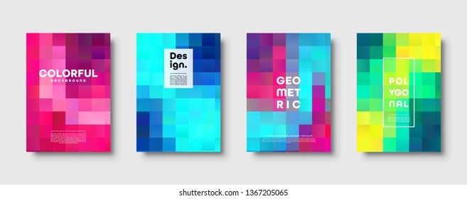 Polygonal abstract background with squares. Colorful gradient design. Low poly geometric rectangle shape modern banner. Vector illustration.