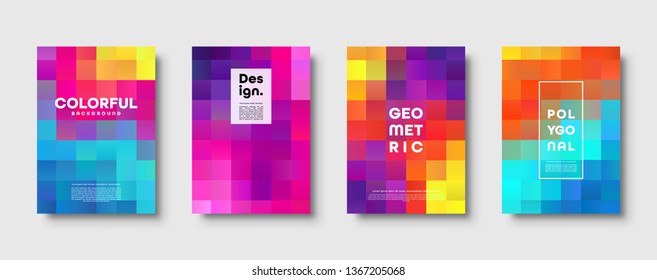 Polygonal abstract background with squares. Colorful gradient design. Low poly geometric rectangle shape modern banner. Vector illustration.
