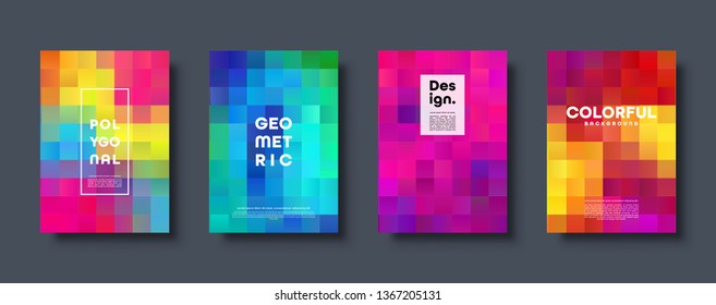Polygonal abstract background with squares. Colorful gradient design. Low poly geometric rectangle shape modern banner. Vector illustration.