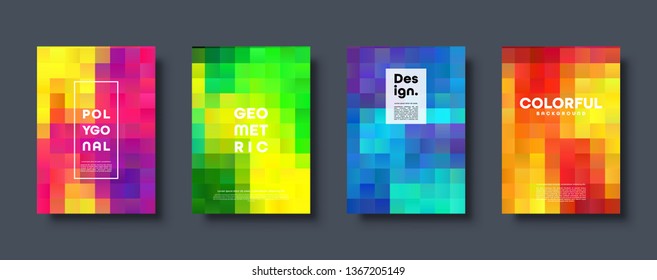 Polygonal abstract background with squares. Colorful gradient design. Low poly geometric rectangle shape modern banner. Vector illustration.