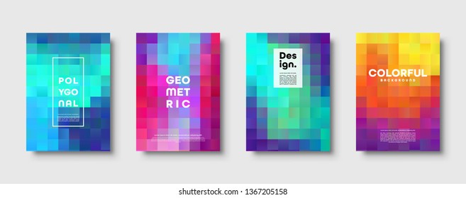 Polygonal abstract background with squares. Colorful gradient design. Low poly geometric rectangle shape modern banner. Vector illustration.