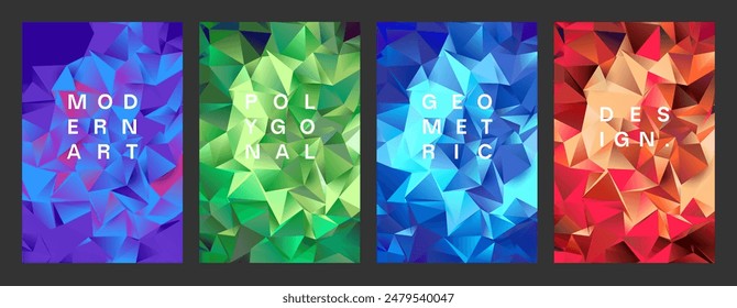 Polygonal abstract background with squares. Colorful gradient design. Low poly geometric rectangle shape modern banner. Vector illustration.
