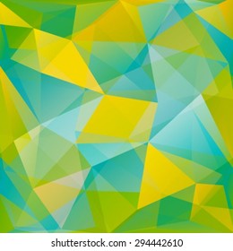 Polygonal abstract background with yellow and blue triangles.