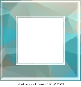 Polygonal abstract border with blue and gray triangles.