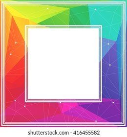 Polygonal abstract border with multicolored bright triangles.