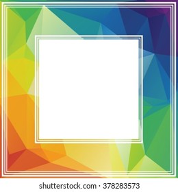 Polygonal abstract border with multicolored rainbow triangles.