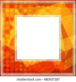 Polygonal abstract border with orange and golden triangles.