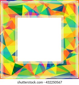 Polygonal abstract border with orange and yellow triangles.