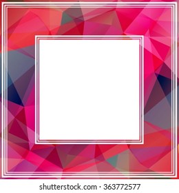 Polygonal abstract border with pink and gray triangles.