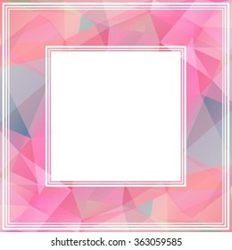 Polygonal abstract border with pink light triangles.