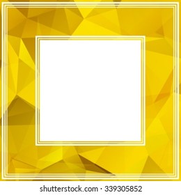 Polygonal abstract border with yellow and golden triangles.