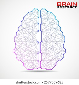 Polygonal abstract brain with connected lines. Vector illustration