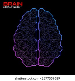 Polygonal abstract brain with connected lines. Vector illustration