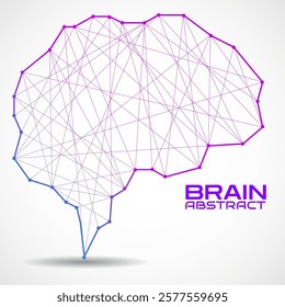 Polygonal abstract brain with connected lines. Vector illustration