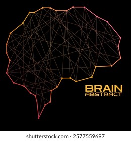 Polygonal abstract brain with connected lines. Vector illustration