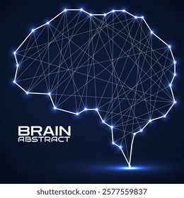 Polygonal abstract brain with connected lines. Vector illustration
