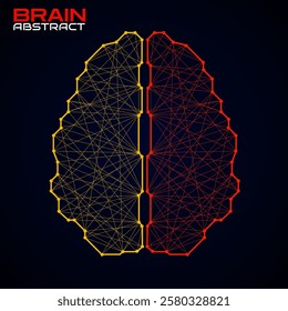 Polygonal abstract brain with connected lines. Vector illustration