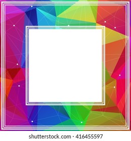 Polygonal abstract bright border with multicolored triangles.