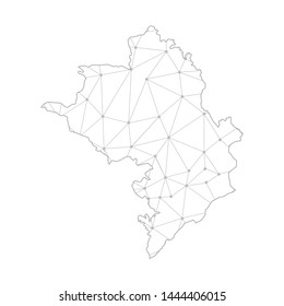 Polygonal abstract with communications network map of Nagorno Karabakh Republic, 3D mesh polygonal network line. Vector illustration.