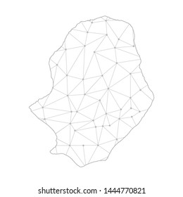 Polygonal abstract with communications network map of Niue, 3D mesh polygonal network line. Vector illustration.