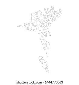 Polygonal abstract with communications network map of Faroe Islands, 3D mesh polygonal network line. Vector illustration.