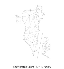 Polygonal abstract with communications network map of Bahrain, 3D mesh polygonal network line. Vector illustration.