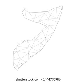 Polygonal abstract with communications network map of Somalia, 3D mesh polygonal network line. Vector illustration.