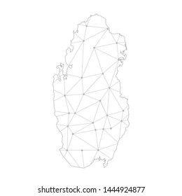 Polygonal abstract with communications network map of Qatar, 3D mesh polygonal network line. Vector illustration.
