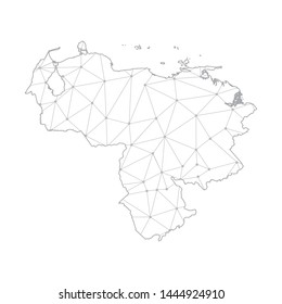 Polygonal abstract with communications network map of Venezuela, 3D mesh polygonal network line. Vector illustration.