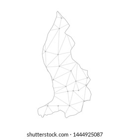 Polygonal abstract with communications network map of Liechtenstein, 3D mesh polygonal network line. Vector illustration.