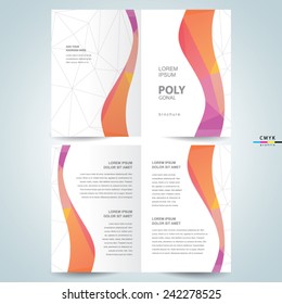 polygonal abstract curves brochure design template booklet, color cmyk