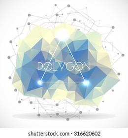 Polygonal abstract cyan shape. Concept of futuristic minimalism style Isolated on white background. Vector illustration.