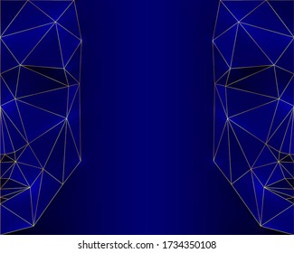 Cubierta azul oscuro abstracta poligonal en un fondo azul. Diseño de polos bajos. Ilustración vectorial geométrica creativa. Más patrones en mis colecciones abstractas de fondos. 