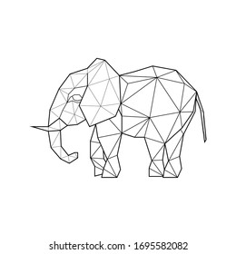 Polygonal abstract elephant. Logo of the elephant. Vector illustration