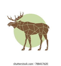 Polygonal abstract elk. Wild animal. Side view. Vector illustration.