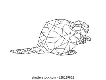 Polygonal abstract form of beaver which is Canada's official animal national symbol. Editable Clip Art.