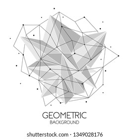 Polygonal abstract futuristic template, low poly sign on white background. Vector lines, dots and triangle shapes, connecting network, digital molecules technology, connection structure. 
