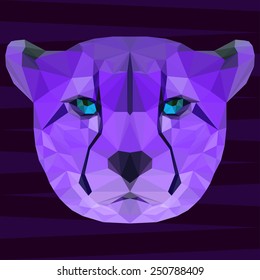 polygonal abstract geometric triangle bight purple colored cheetah background for use in design