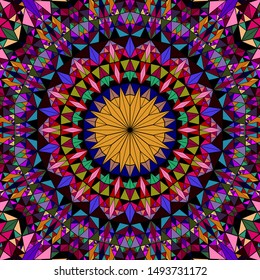 Polygonal abstract geometrical tile pattern mosaic background - circular colorful psychedelic vector illustration
