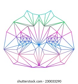 polygonal abstract gradient colored owl silhouette drawn in one continuous line isolated on a white background for design card, invitation, banner, book, scrapbook, t-shirt, poster, album etc.