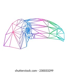 polygonal abstract gradient colored toucan silhouette drawn in one continuous line isolated on a white background for design card, invitation, banner, book, scrapbook, t-shirt, poster, album etc.