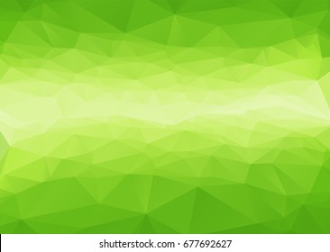 Polygonal abstract with green gradient shading across background.
