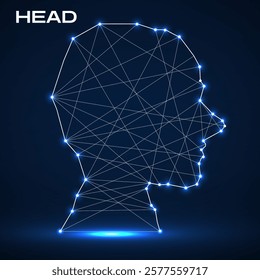 Polygonal abstract head with connected lines. Vector illustrator