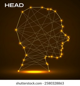 Polygonal abstract head with connected lines. Vector illustrator