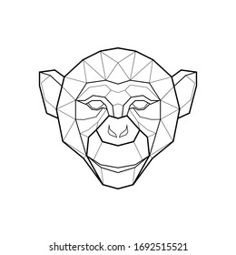 Polygonal abstract head of a monkey. Logo of the monkey. Vector illustration