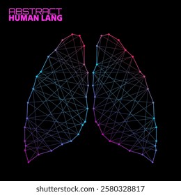 Polygonal abstract lung with connected lines. Vector illustrator